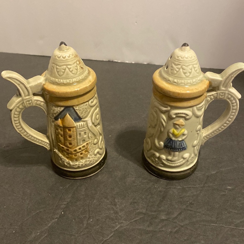 VTG Ceramic German Beer Stein Salt and Pepper Shakers